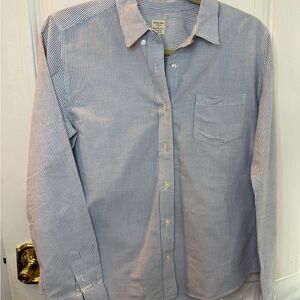 Giordano Blue White Stripe Cotton Oxford Button Down Shirt